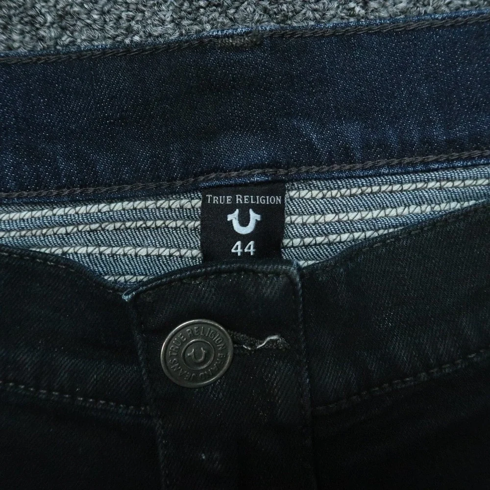 True Religion‎ Jeans Mens 44x34 Blue Geno Relaxed Slim Moto No Flap Dark Wash